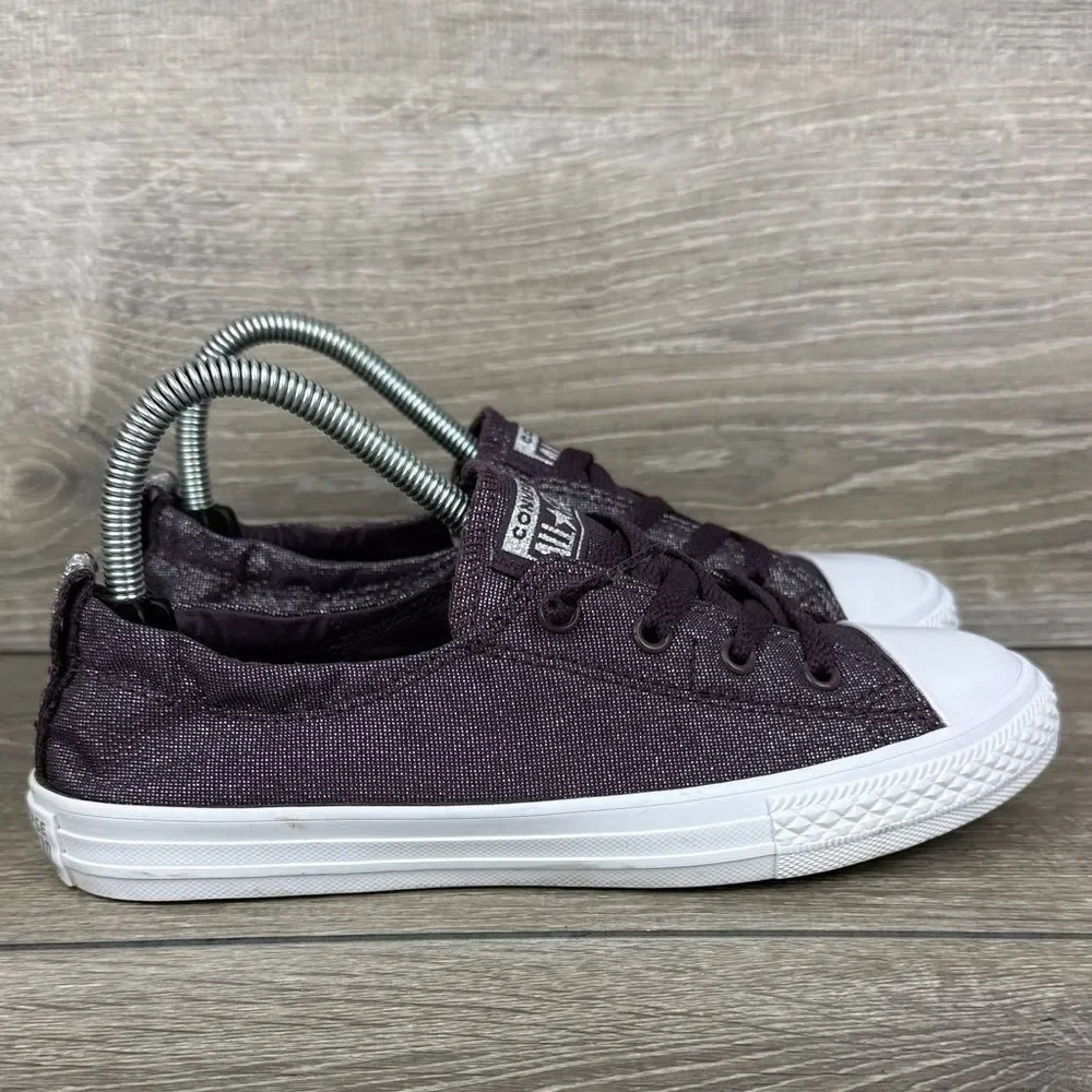 Converse CT All-Star Shoreline Big Girl Sz 5 Purple Shimmer Slip On Sneakers